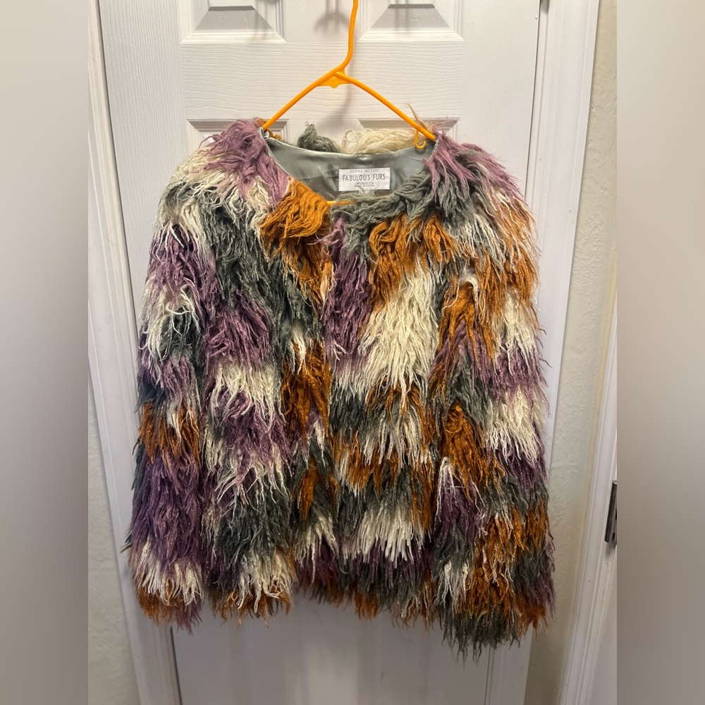 Donna Salyers fabulous furs faux ostrich feather coat.